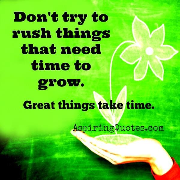 Don't try to rush things